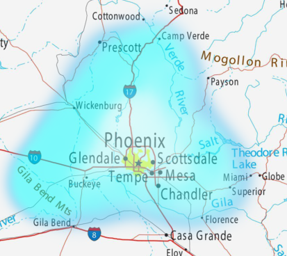 Phoenix wireless Internet service coverage map